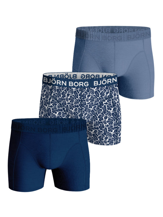 Lot de 3 boxers Björn Borg Cotton Stretch (Bleu/Marine/Imprimé)