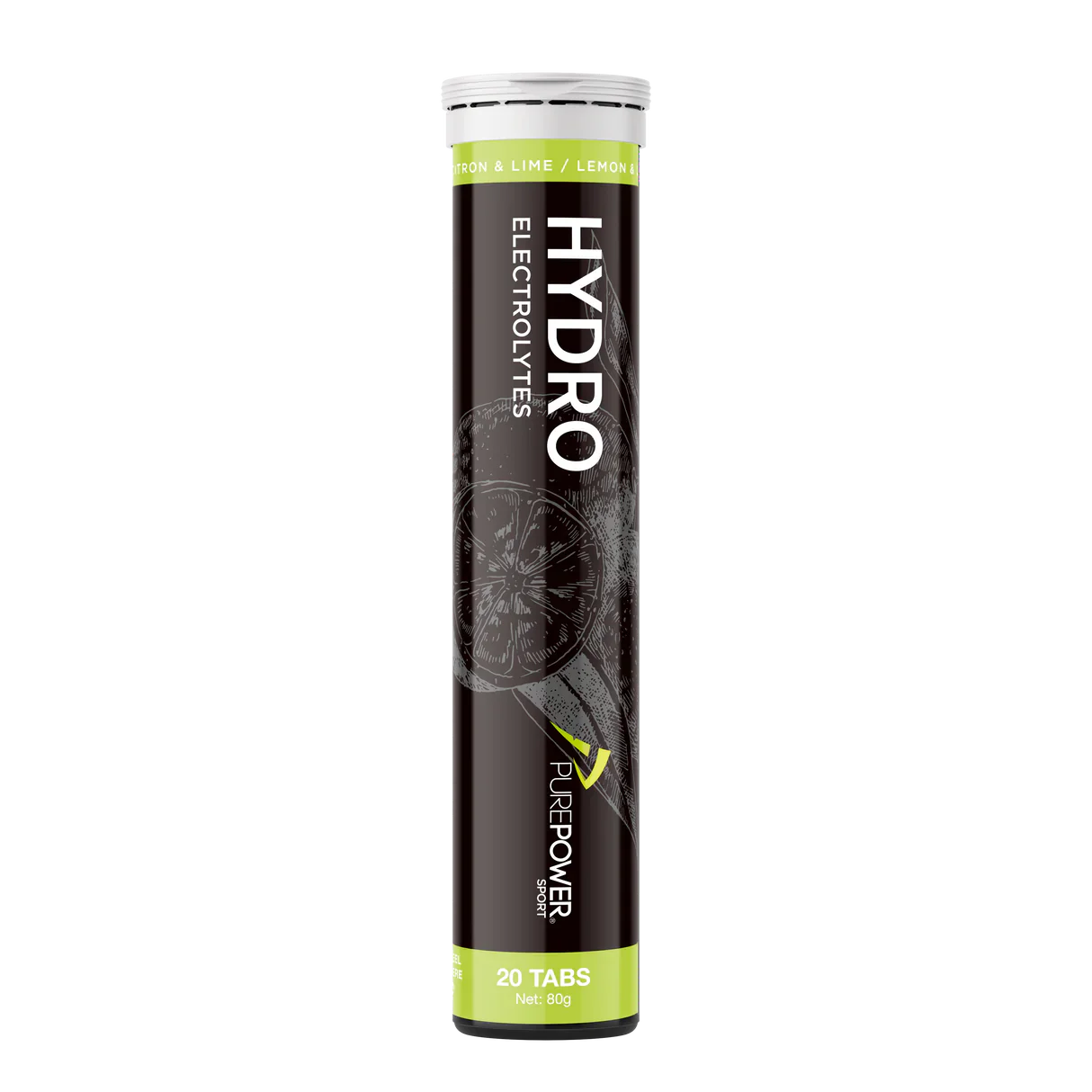 Hydrotabs Électrolytes PurePower – Citron/Citron Vert (20 comprimés)