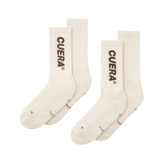 Chaussettes de padel Cuera Padel Socks (lot de 2, Off-White/Dark Brown)