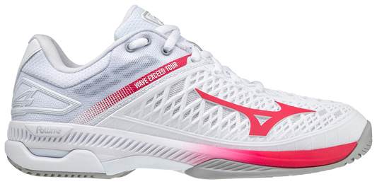 Chaussures de Padel Mizuno Exceed Tour 4 AC pour Femme (Blanc/Rouge)