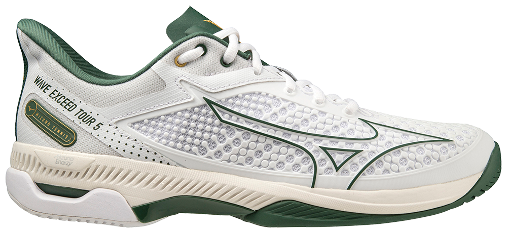 Chaussures de padel Mizuno Wave Exceed Tour 5 AC (Blanc/Vert pin/Gris clair)