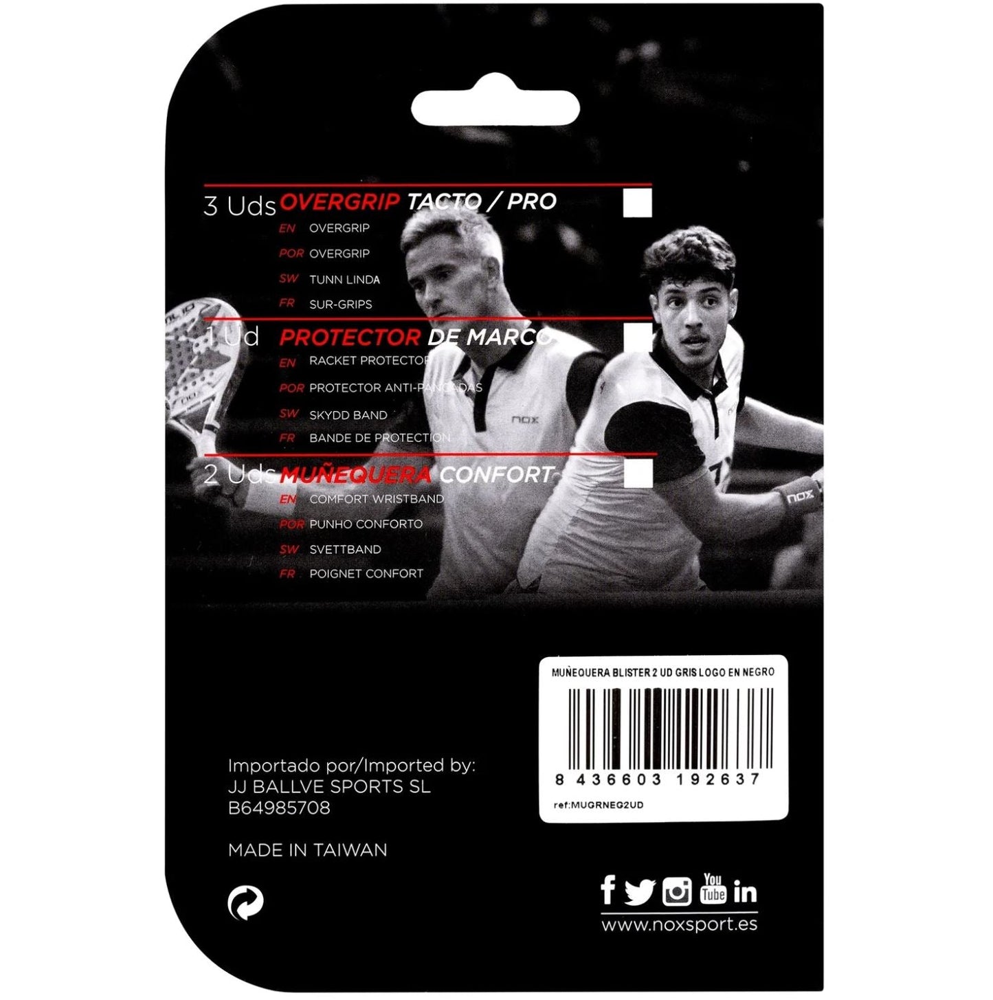 Bandeaux de poignet Nox (lot de 2, gris avec logo noir)