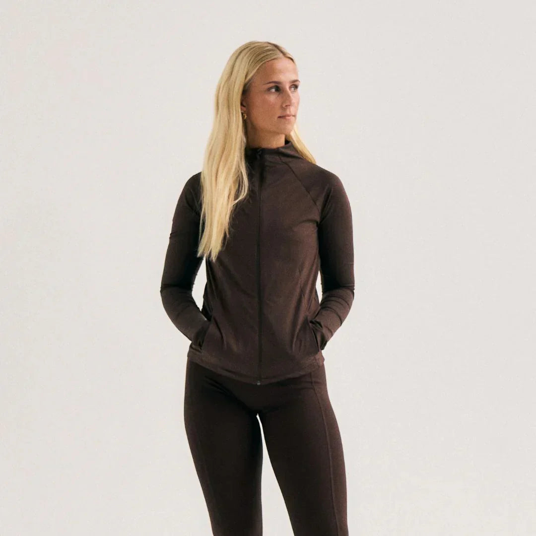 Cuera Active Zip Cardigan (Dark Brown)