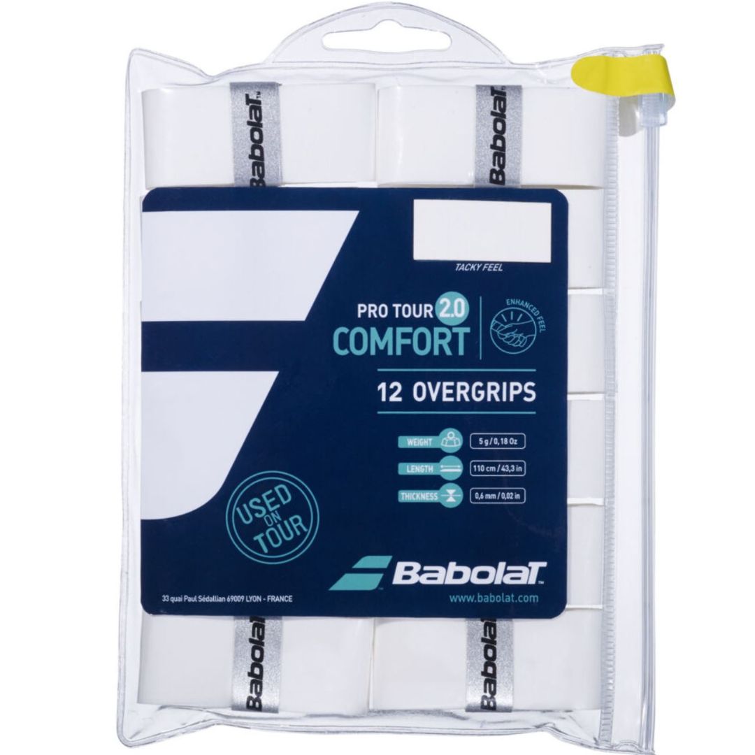 Surgrips Babolat Pro Tour 2.0 (Lot de 12, Blanc) padellife