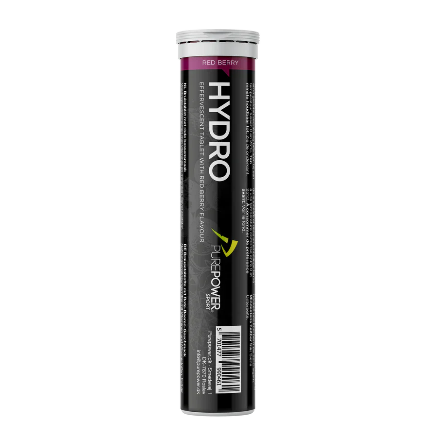 PurePower HydroTabs Electrolytes – Saveur de Baies Rouges (1 tube avec 20 comprimés)