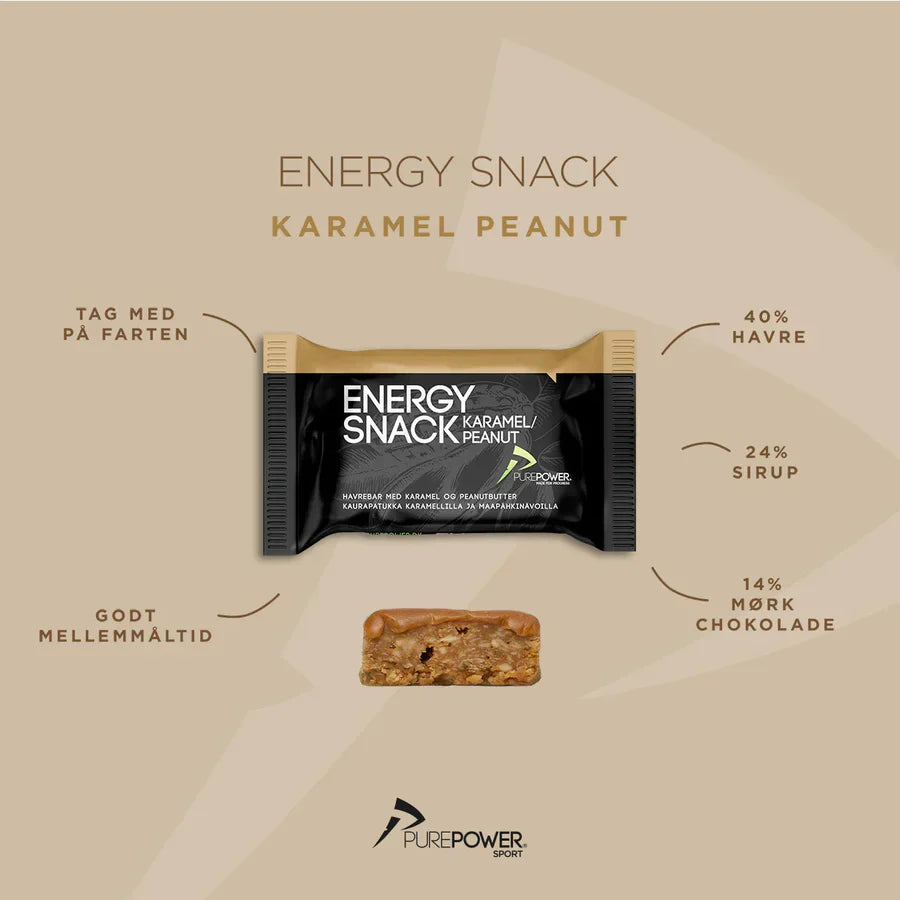 PurePower Energy Snack Saveur Cacahuète/Caramel (1 pièce de 60 grammes)