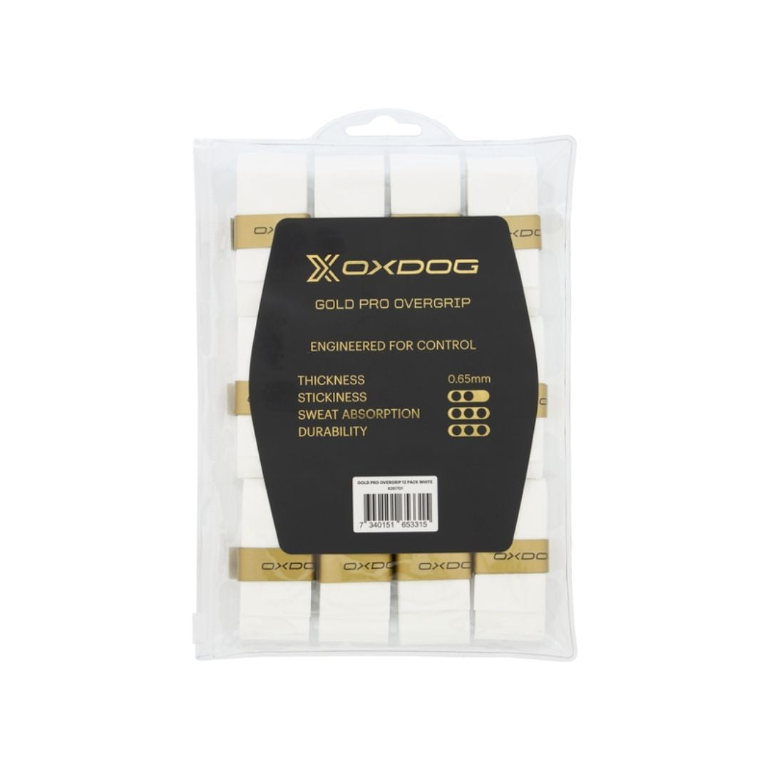Oxdog Gold Pro Overgrips 12 pack White