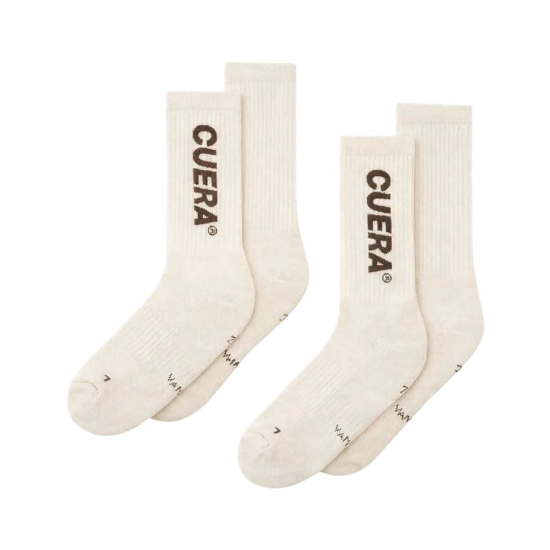 Chaussettes de padel Cuera Padel Socks (lot de 2, Off-White/Dark Brown)