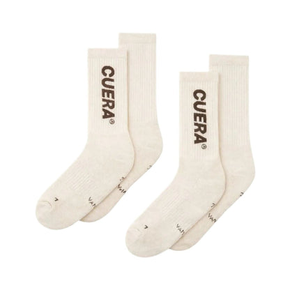 Chaussettes de padel Cuera Padel Socks (lot de 2, Off-White/Dark Brown)