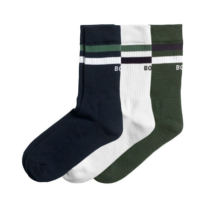 Chaussettes Björn Borg Classic Crew (lot de 3, White/Green/Navy Blue)