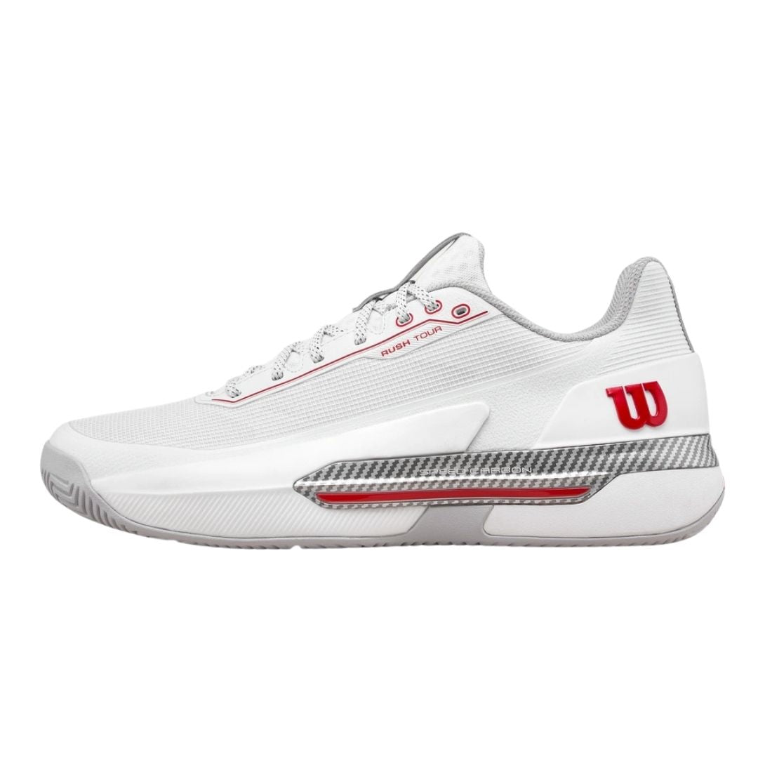 Chaussures de padel Wilson Rush Tour 5 CTC (Bright White/Wilson Red/Microchip)