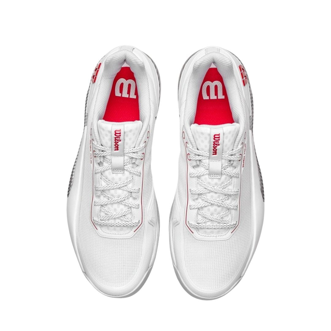 Chaussures de padel Wilson Rush Tour 5 CTC (Bright White/Wilson Red/Microchip)