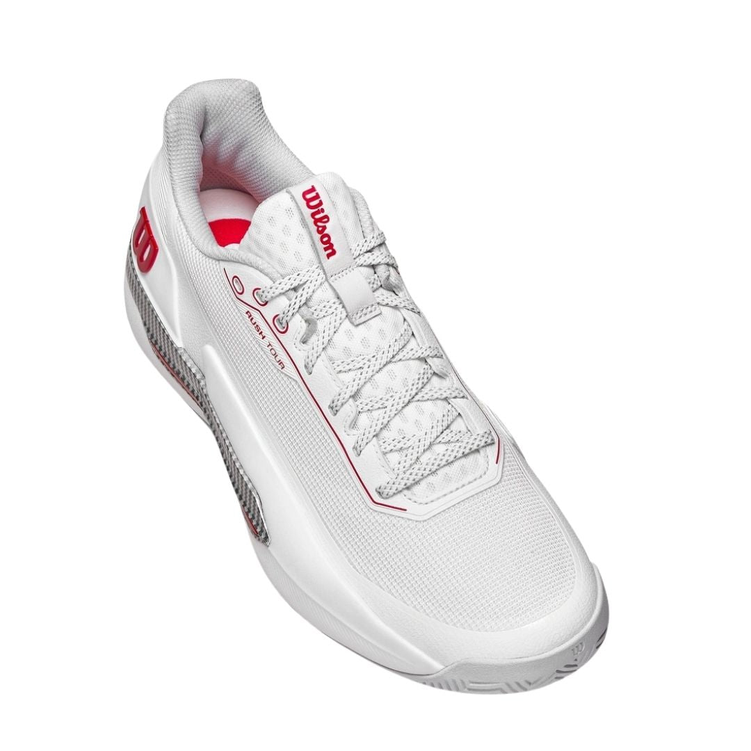 Chaussures de padel Wilson Rush Tour 5 CTC (Bright White/Wilson Red/Microchip)