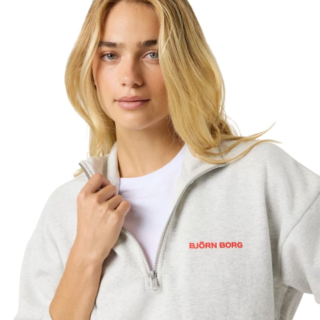 Sweatshirt demi-zip femme Björn Borg Halfzip (Ultra Light Grey Melange)