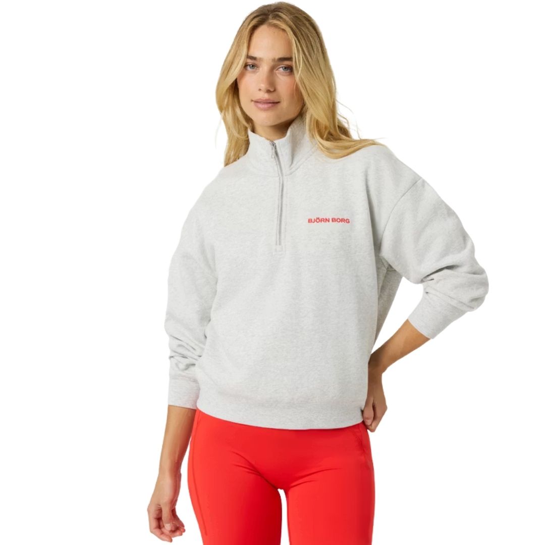 Sweatshirt demi-zip femme Björn Borg Halfzip (Ultra Light Grey Melange)