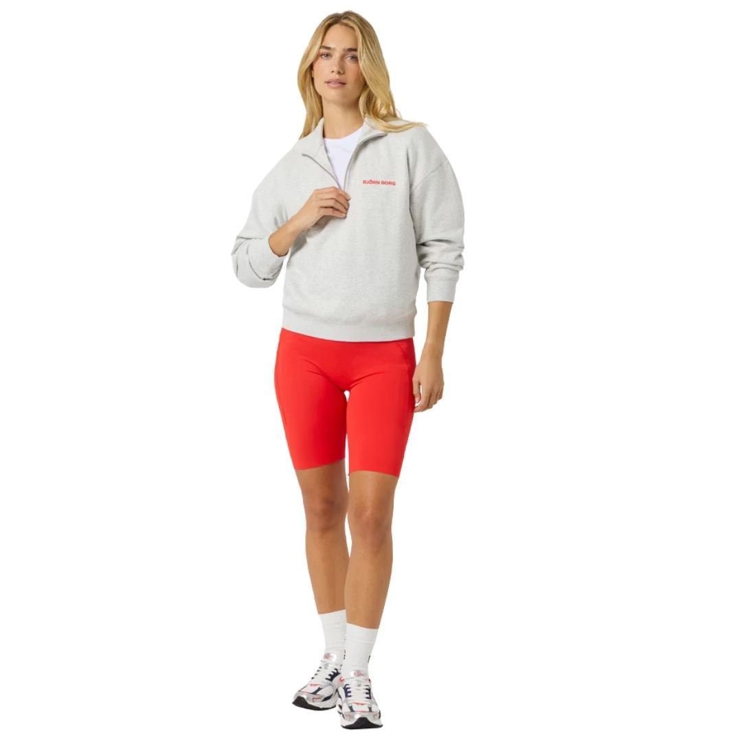 Sweatshirt demi-zip femme Björn Borg Halfzip (Ultra Light Grey Melange)