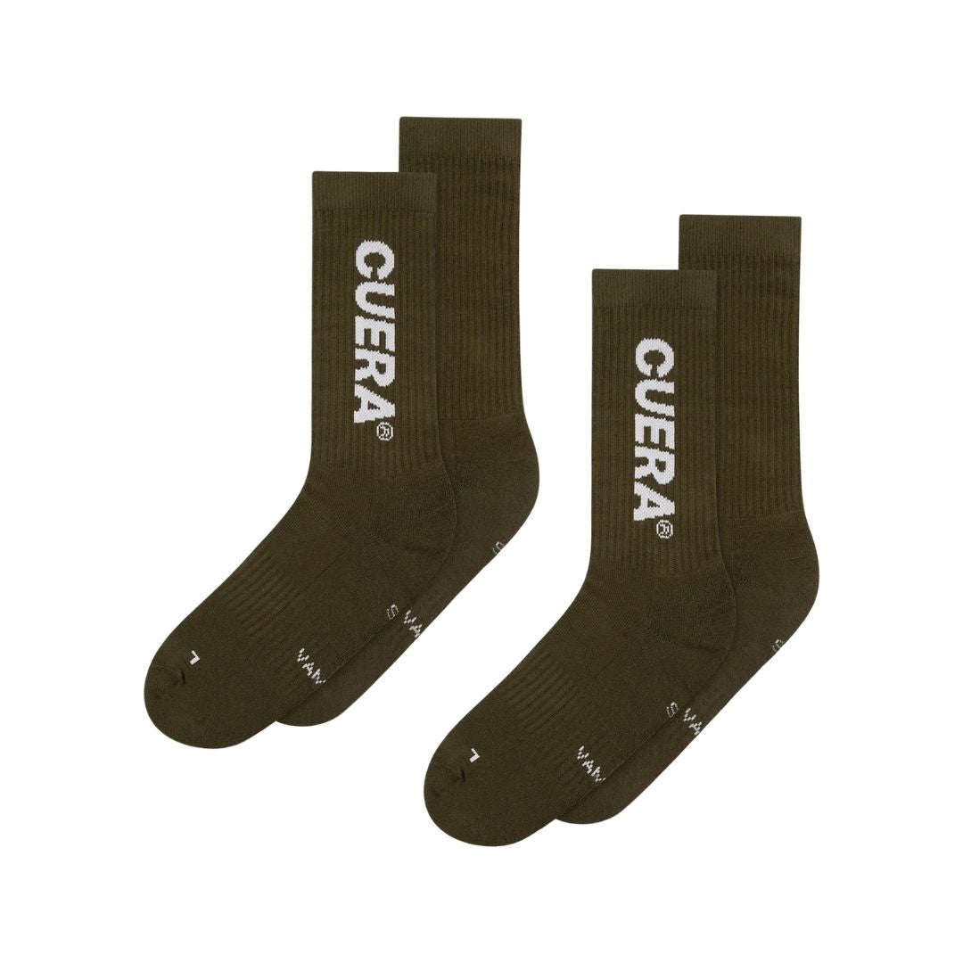 Chaussettes de padel Cuera (lot de 2, kaki/blanc)