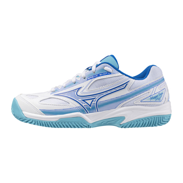 Chaussures Mizuno Break Shot 4 CC Femme (Blanc/Mugen Blue/River Blue)