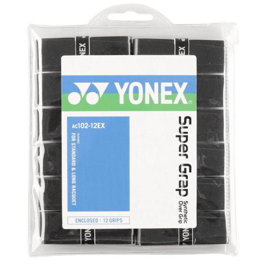 Grip Yonex Super Grap (Lot de 12, Noir) padellife