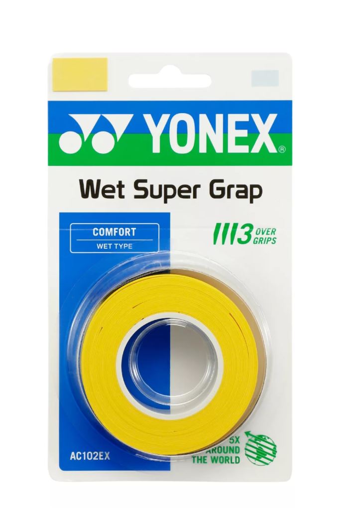 Surgrip Yonex Wet Super Grap badminton (lot de 3, jaune)