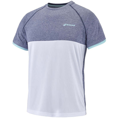 T-shirt à col rond Babolat Play (Blanc/Bleu)