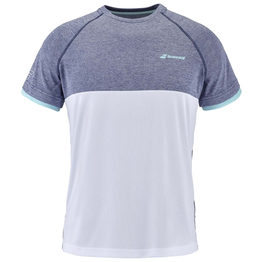 T-shirt à col rond Babolat Play (Blanc/Bleu)