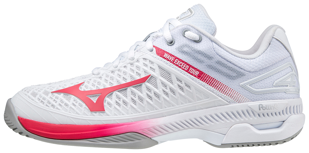 Chaussures de Padel Mizuno Exceed Tour 4 AC pour Femme (Blanc/Rouge)