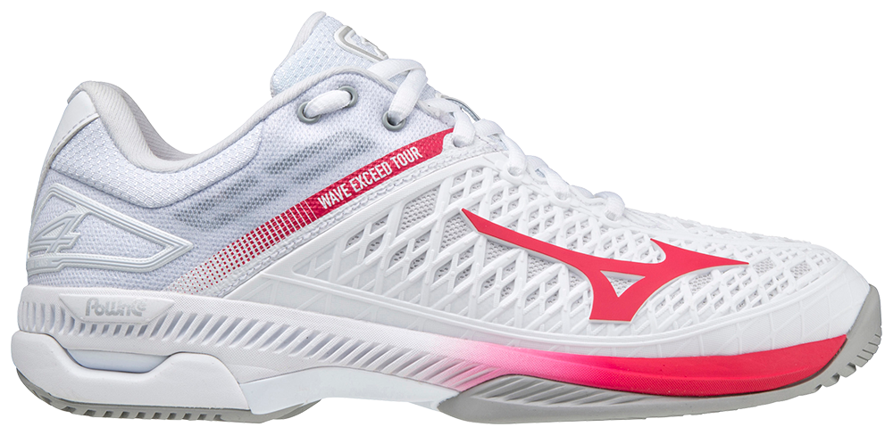 Chaussures de Padel Mizuno Exceed Tour 4 AC pour Femme (Blanc/Rouge)