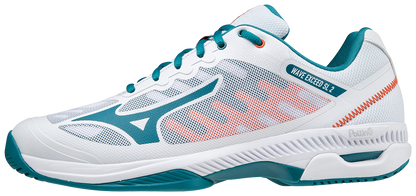 Chaussures de Padel Mizuno Wave Exceed SL 2 (AC) (Blanc/Bleu Port de Mer/Rouge Orangé)