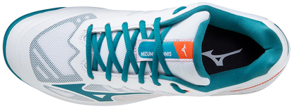Chaussures de Padel Mizuno Wave Exceed SL 2 (AC) (Blanc/Bleu Port de Mer/Rouge Orangé)