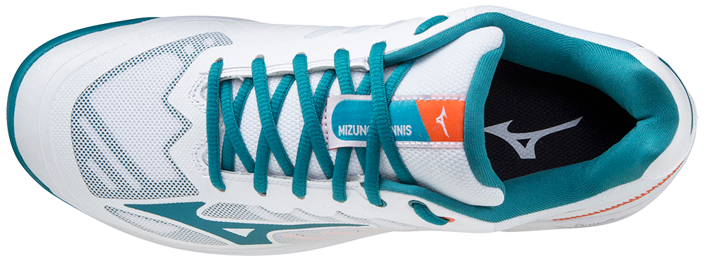 Chaussures de Padel Mizuno Wave Exceed SL 2 (AC) (Blanc/Bleu Port de Mer/Rouge Orangé)