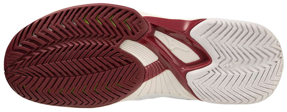 Chaussures de padel pour Femmes Mizuno Wave Exceed Tour 5 AC (Blanc/Rouge bordeaux/Gris clair)