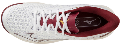 Chaussures de padel pour Femmes Mizuno Wave Exceed Tour 5 AC (Blanc/Rouge bordeaux/Gris clair)