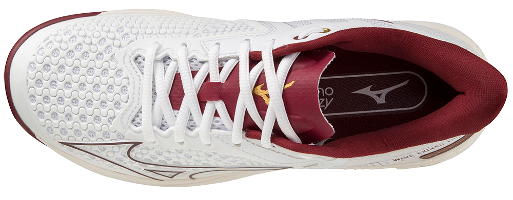 Chaussures de padel pour Femmes Mizuno Wave Exceed Tour 5 AC (Blanc/Rouge bordeaux/Gris clair)