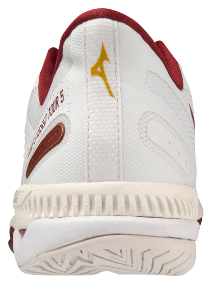 Chaussures de padel pour Femmes Mizuno Wave Exceed Tour 5 AC (Blanc/Rouge bordeaux/Gris clair)