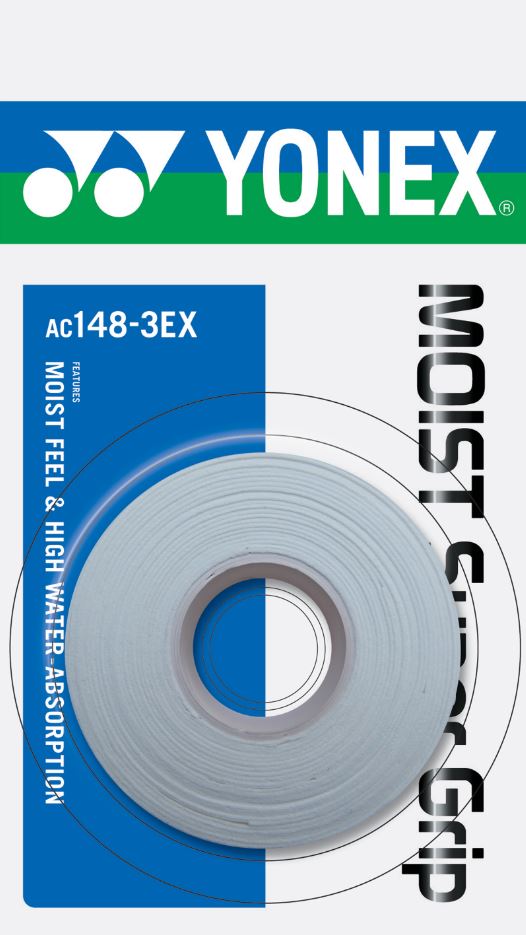 Lot de 3 Yonex Moist Super Grip (Blanc)