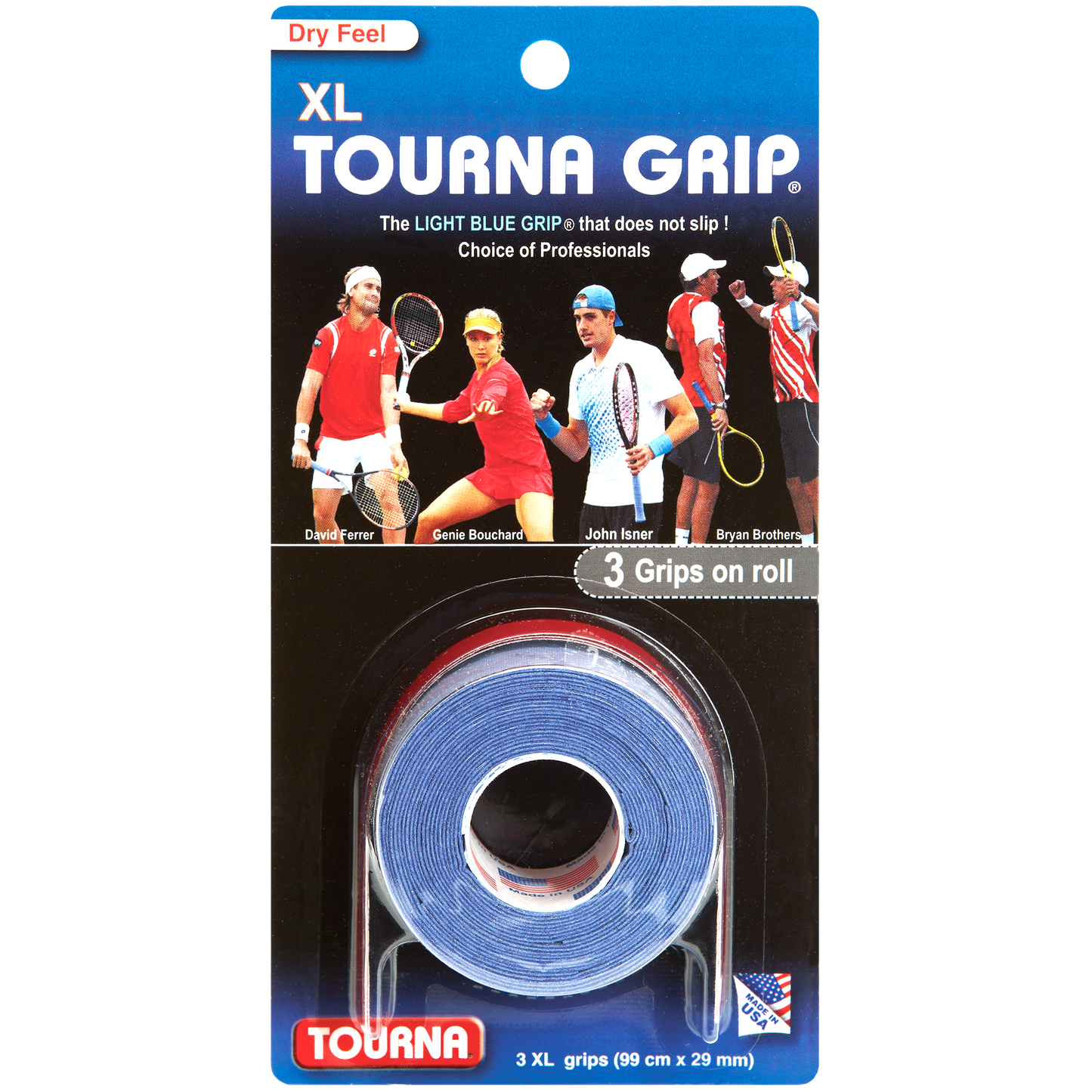 Overgrip Tourna Grip XL Dry Feel (Bleu Pack de 3)